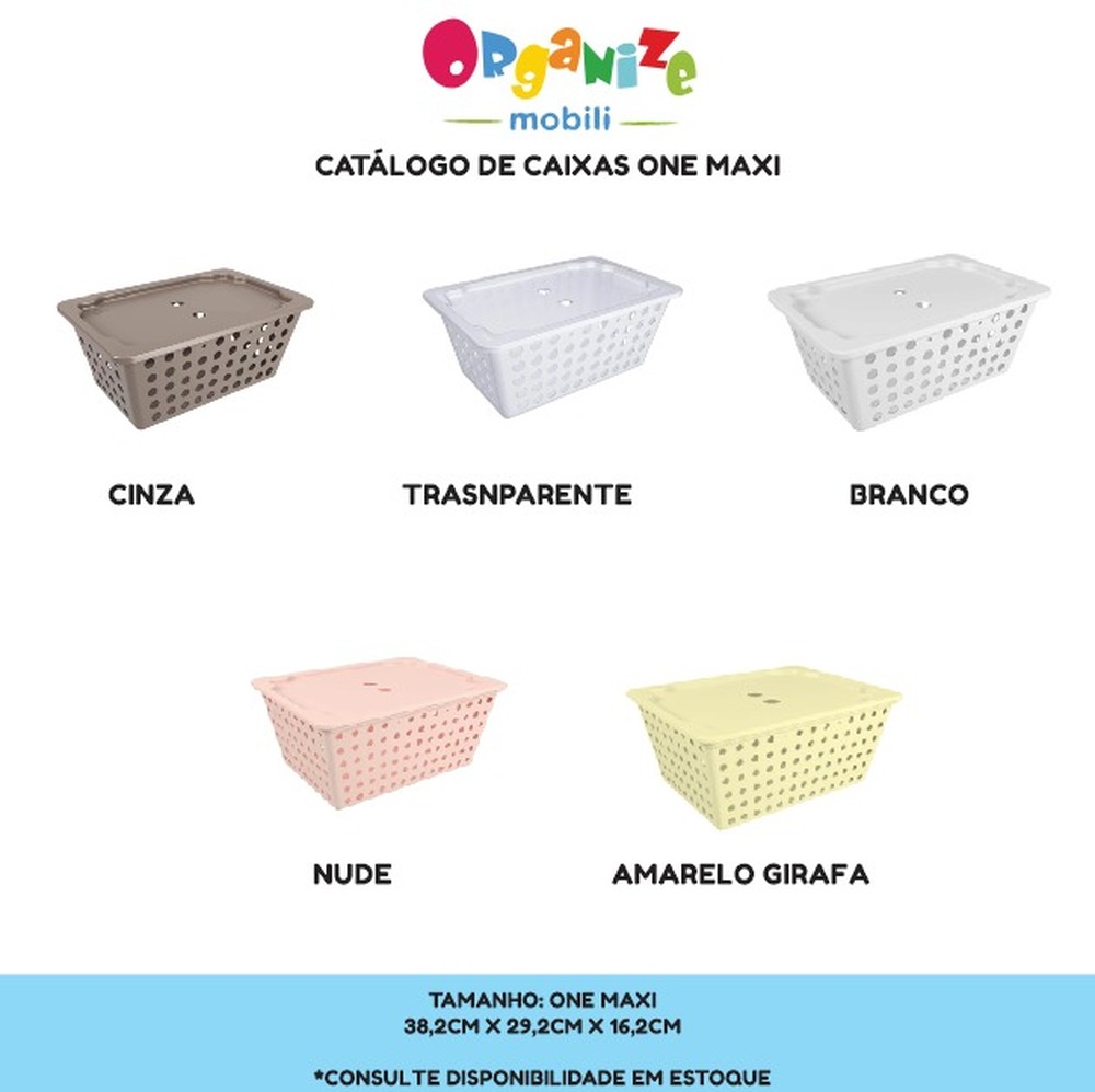 Kit 3 Caixas organizadoras one maxi com tampa - cesta one maxi com tampa coza