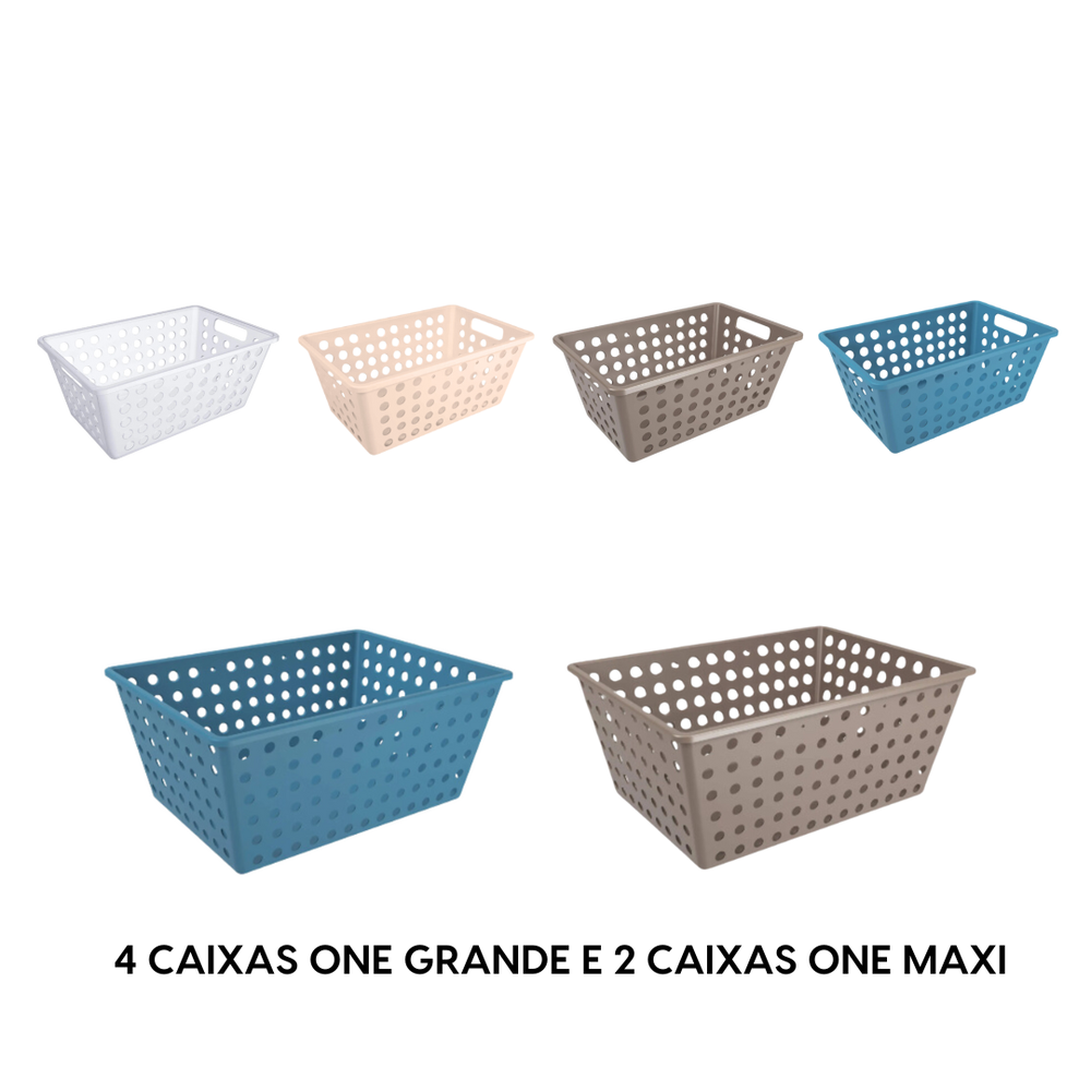 Kit caixas organizadoras - 4 one grande + 2 one maxi sem tampa consultar cores