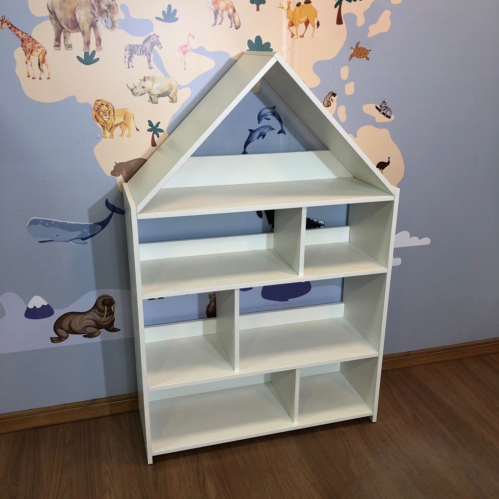 Casinha estante para brinquedos e livros - estante casinha infantil
