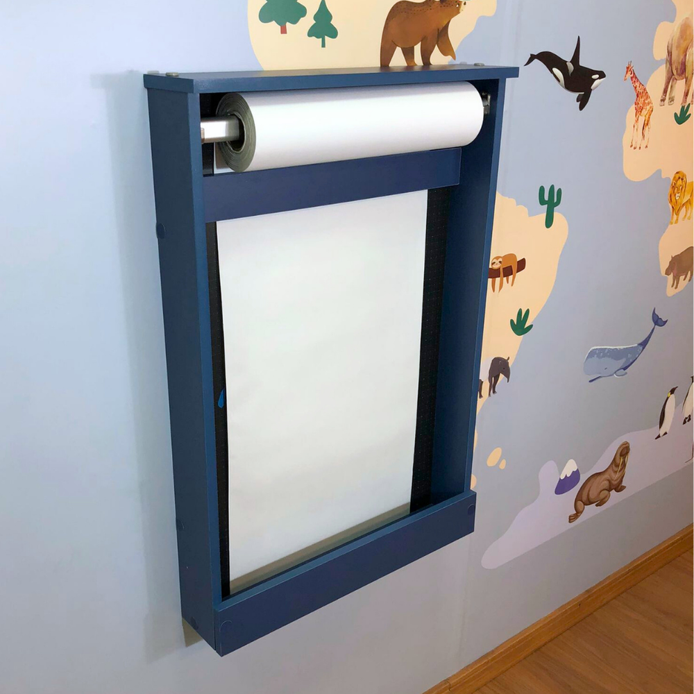 Kit Painel para desenho com bobina de papel e fundo lousa - azul