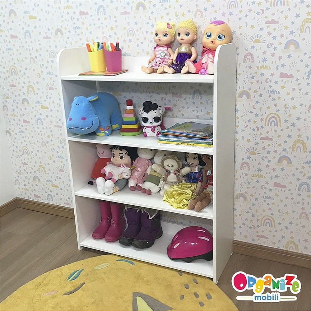 Organizador infantil para brinquedos com 4 prateleiras