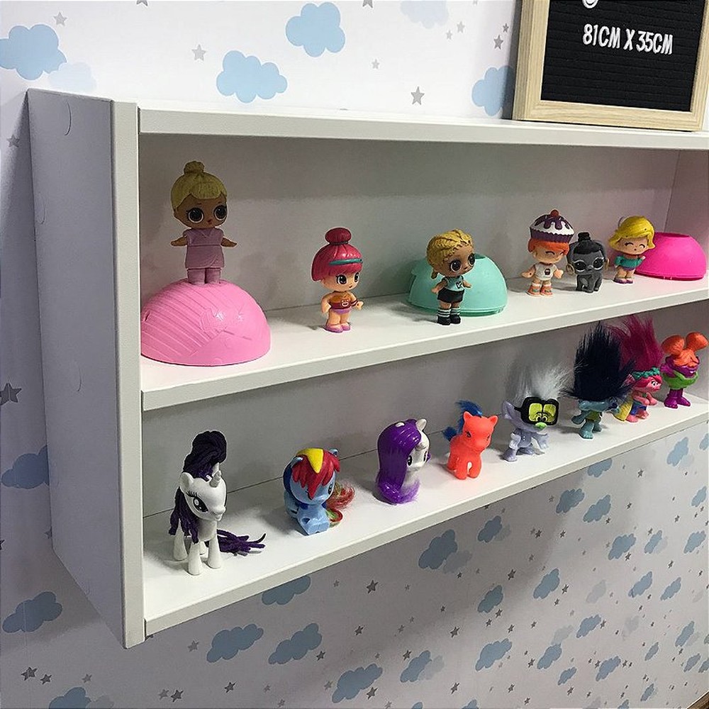 Organizador infantil para brinquedos colecionáveis, nicho infantil, prateleira dupla infantil