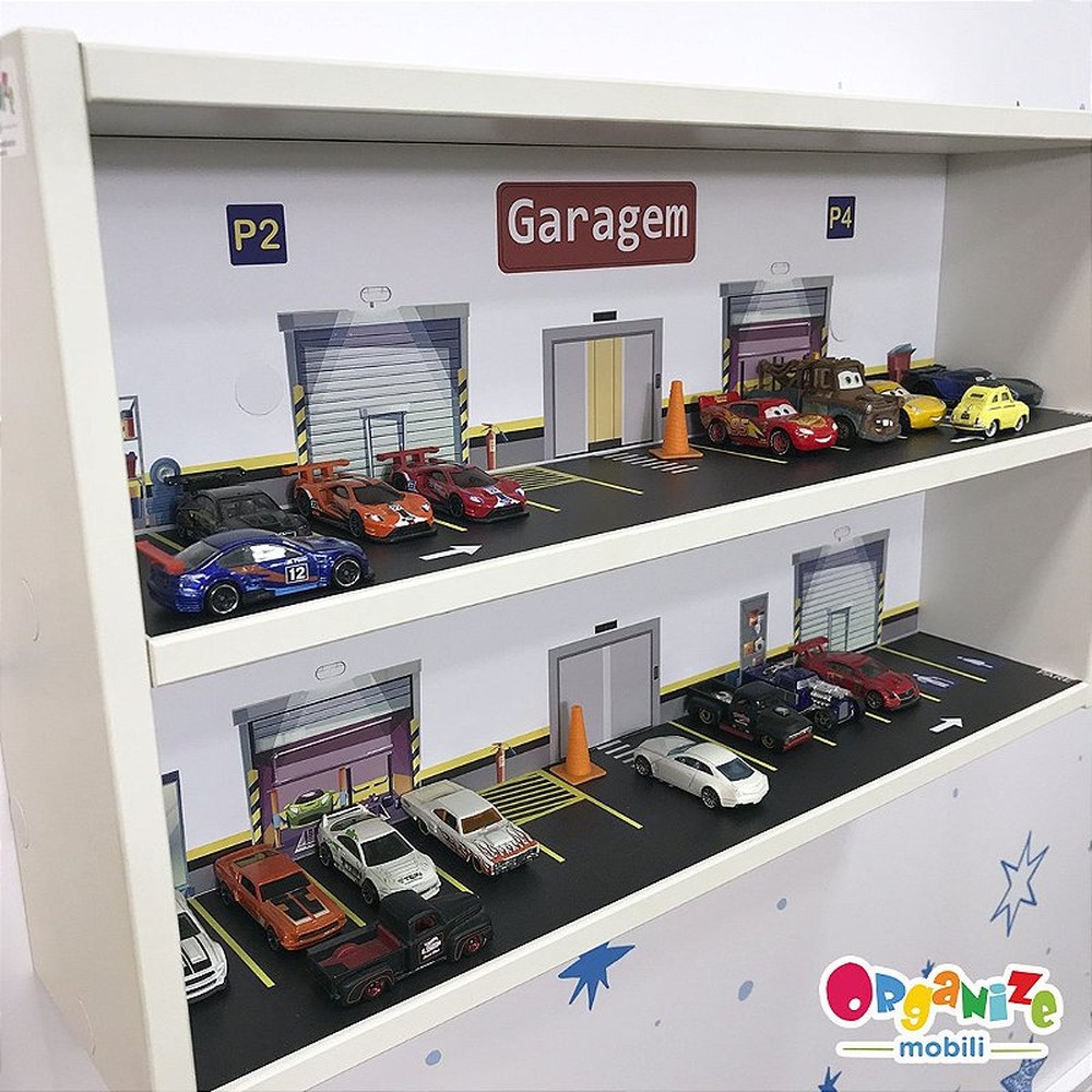 Organizador de carrinhos garagem com tema interno