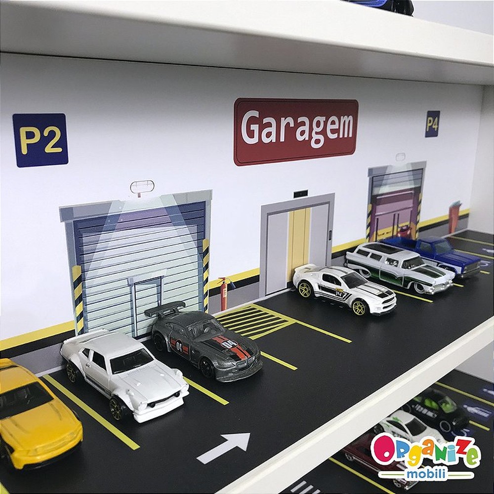 Organizador de carrinhos garagem com tema pista - pequeno