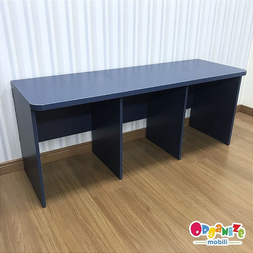 Rack infantil para 3 baús organizador na cor azul