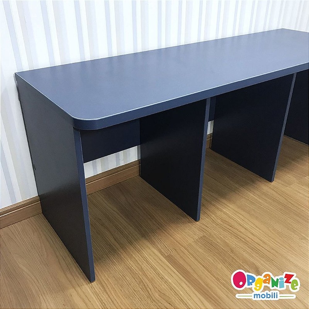 Rack infantil para 3 baús organizador na cor azul