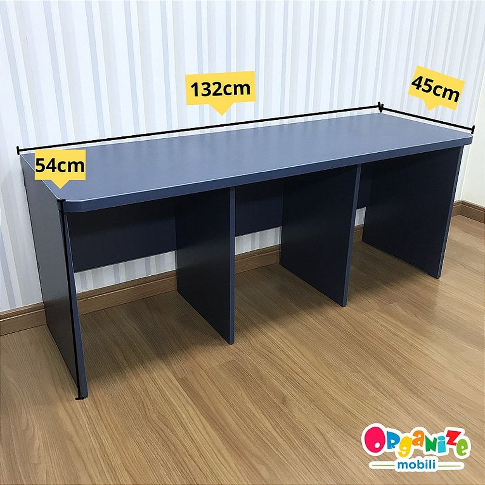 Rack infantil para 3 baús organizador na cor azul