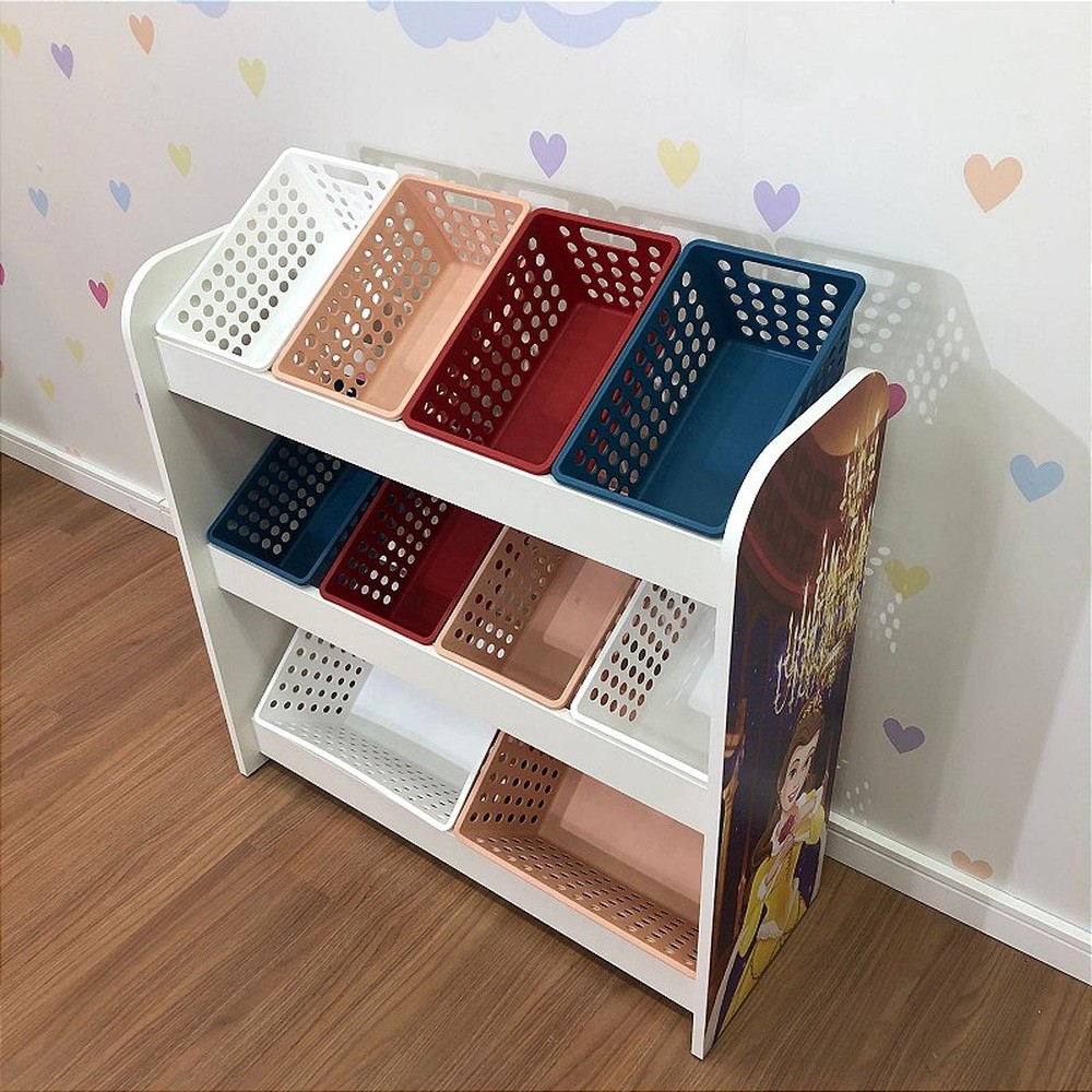 Organizador de Brinquedos branco com caixas inclinadas Bela - inclui 8 caixas one grande e 2 caixas one maxi