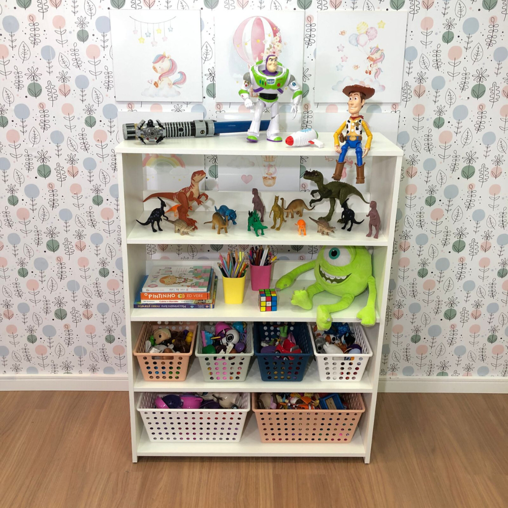 Organizador infantil de brinquedos 5 prateleiras com 4 caixas one grande e 2 caixas one maxi