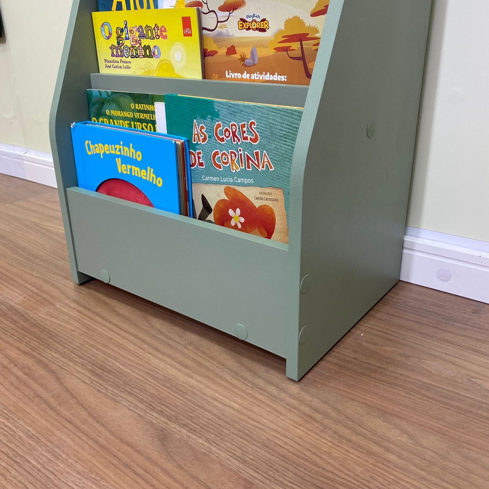 Organizador de livros infantil pequeno de chão verde jade