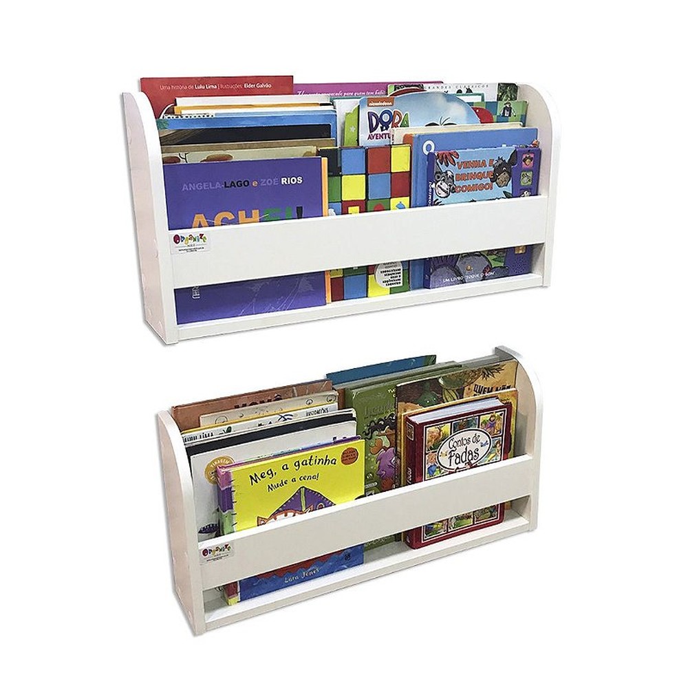 kit com 2 (dois) organizador de livros infantil 60 cm largura