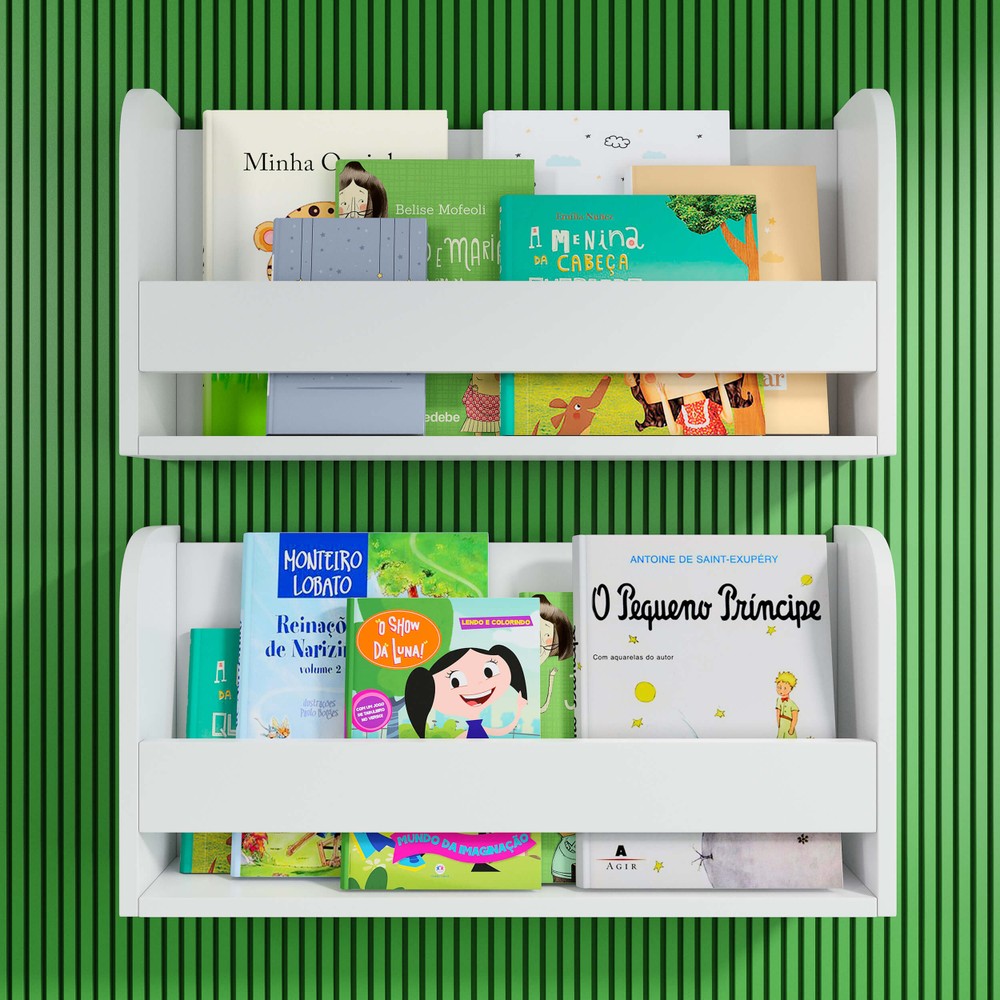 kit com 2 (dois) organizador de livros infantil 60 cm largura