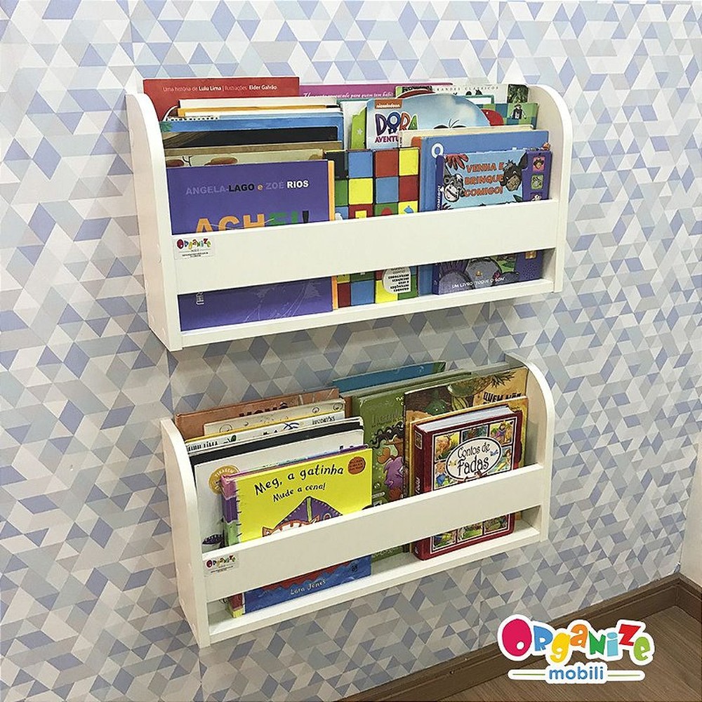 kit com 2 (dois) organizador de livros infantil 60 cm largura