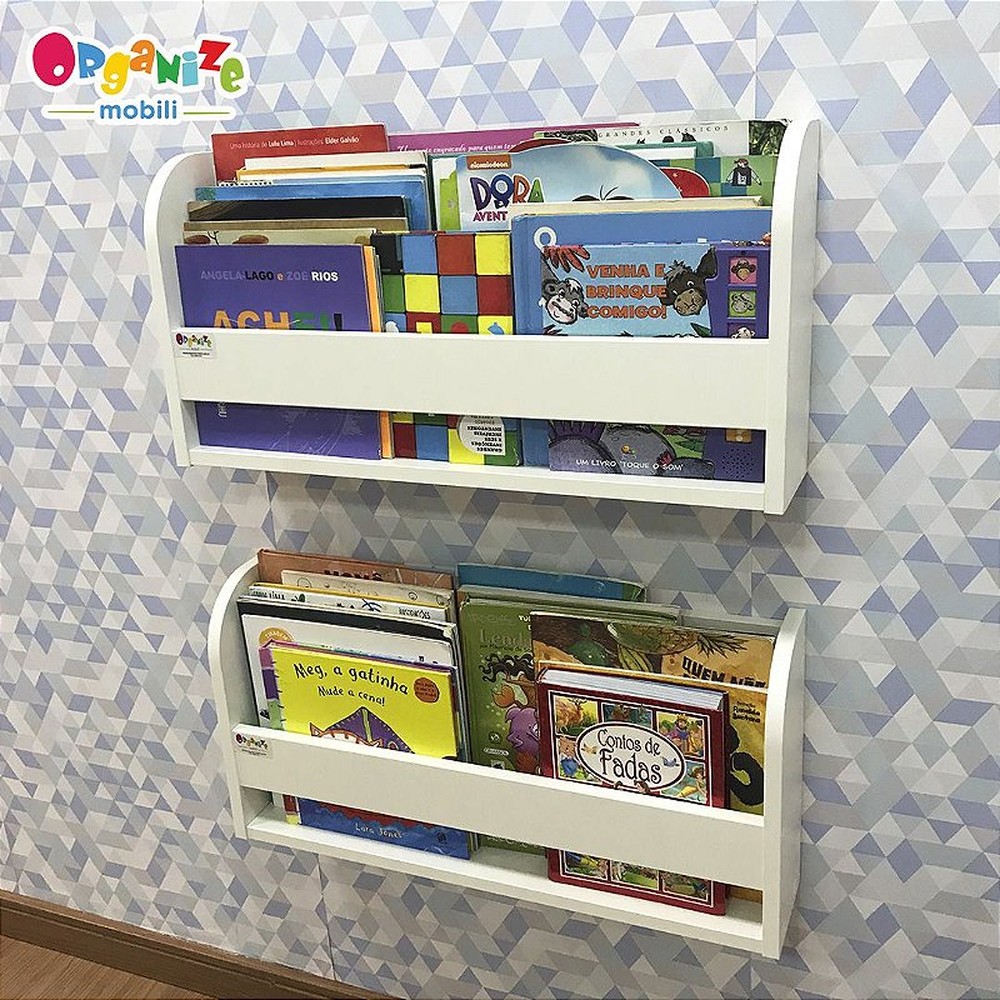 kit com 2 (dois) organizador de livros infantil 60 cm largura