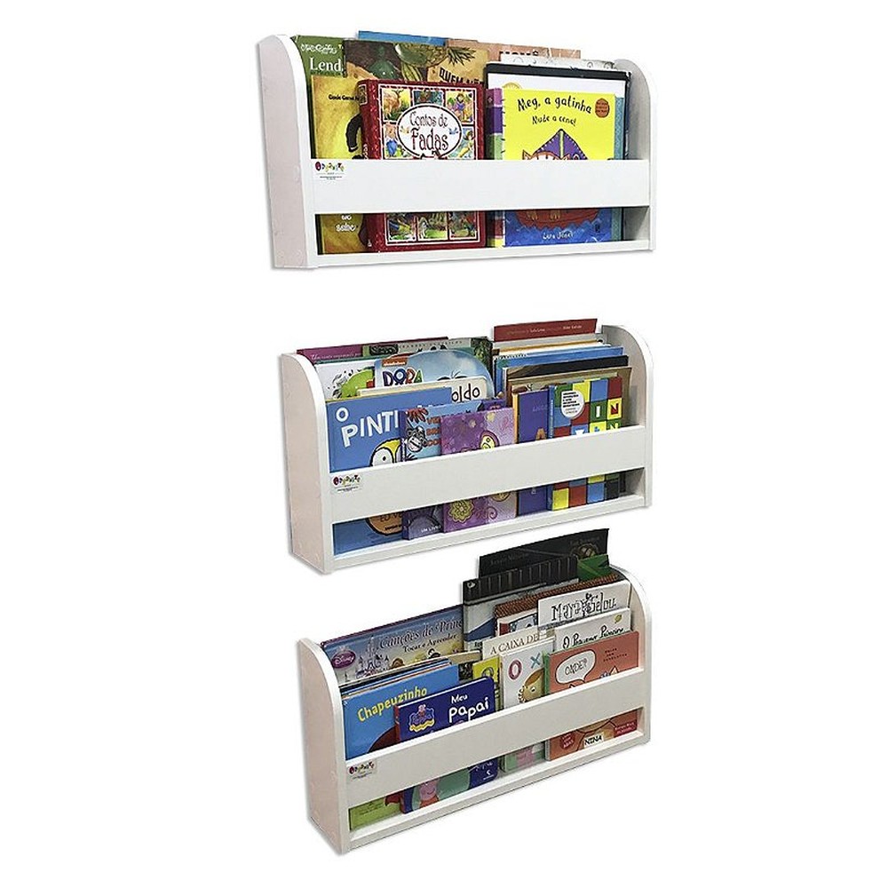 kit com 3 (três) organizador de livros infantil 60 cm largura