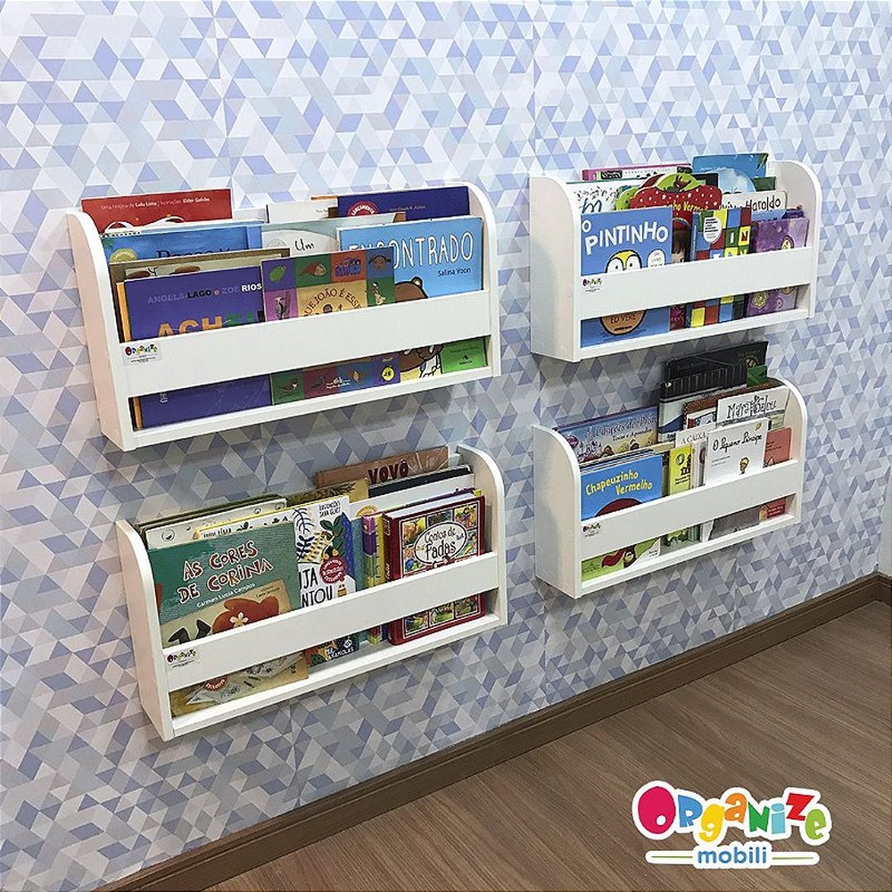 kit com 4 (quatro) organizador de livros infantil 60 cm largura