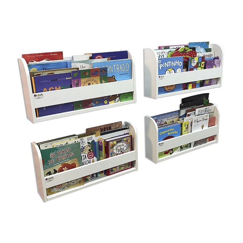 kit com 4 (quatro) organizador de livros infantil 60 cm largura