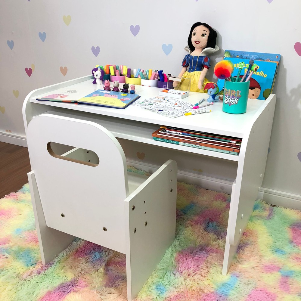 kit mesa grande com cadeira infantil com regulagem