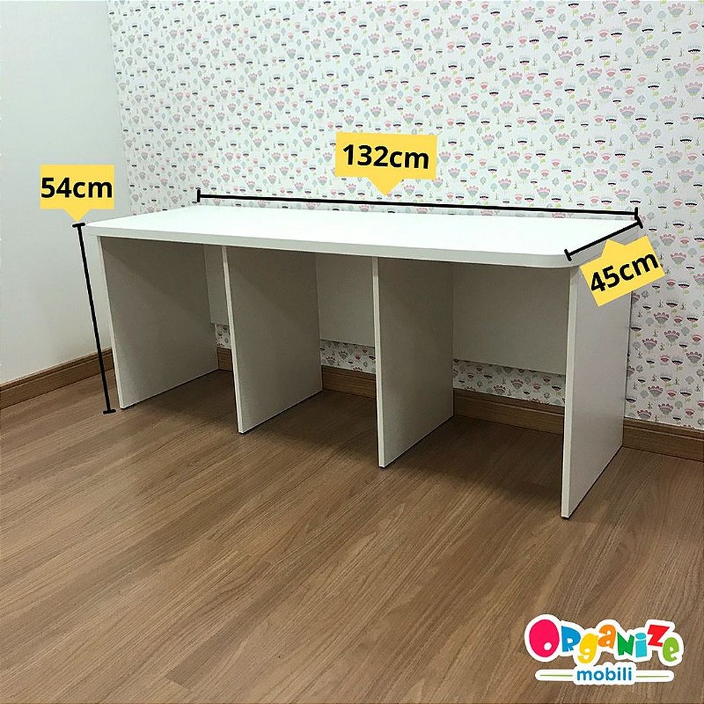 Rack infantil com 3 baús infantil com rodízio