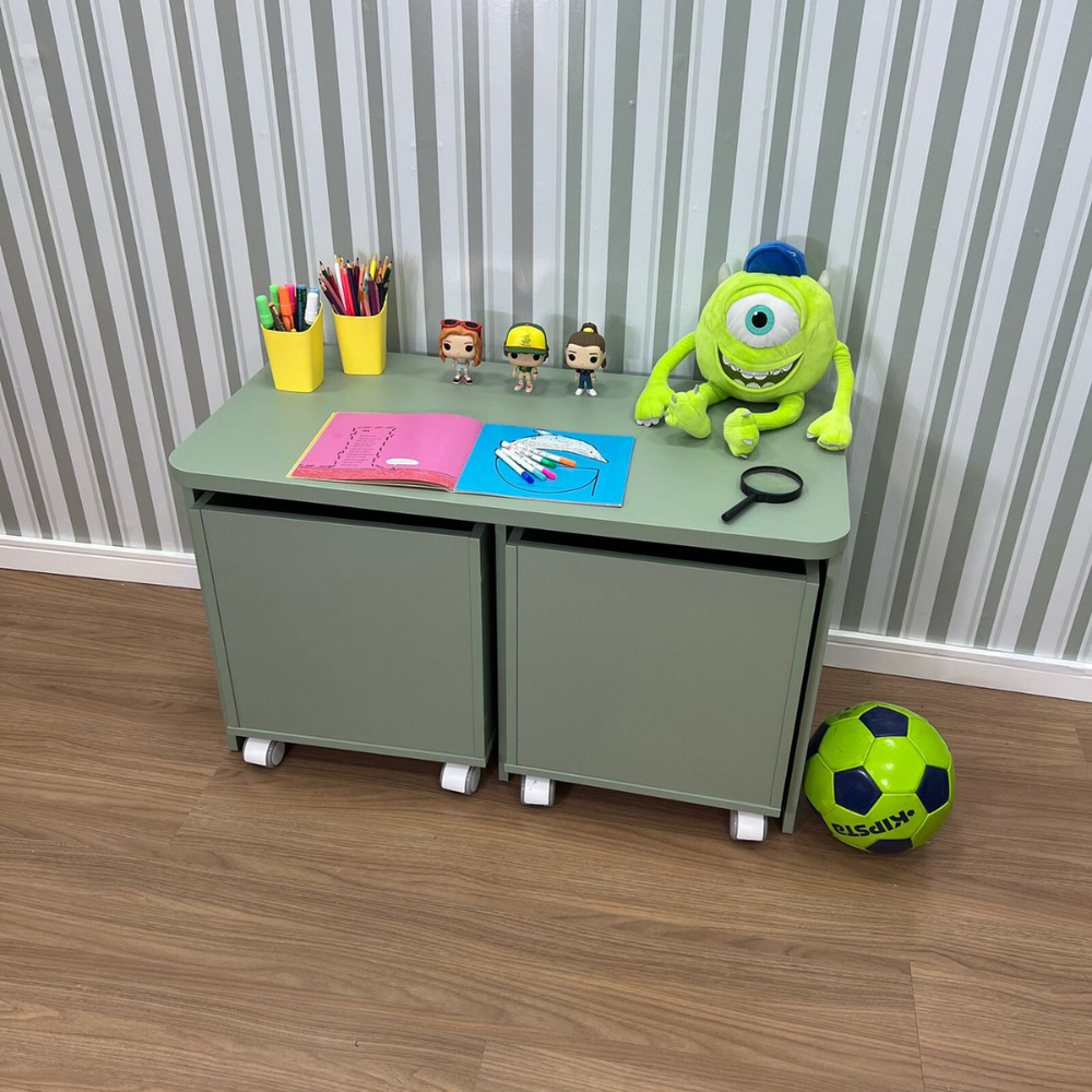 Rack infantil com dois baús - verde jade