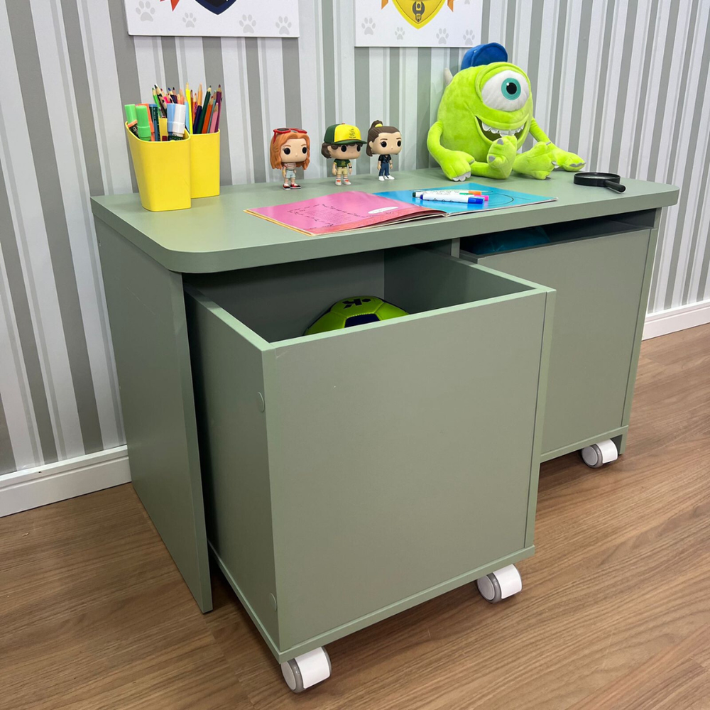 Rack infantil com dois baús - verde jade