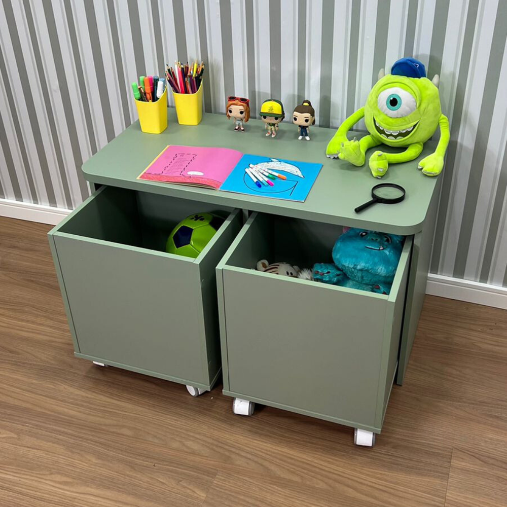 Rack infantil com dois baús - verde jade