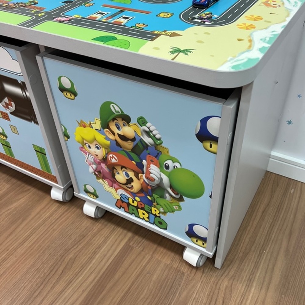 Rack infantil mais 2 baús de brinquedos com coleção bros