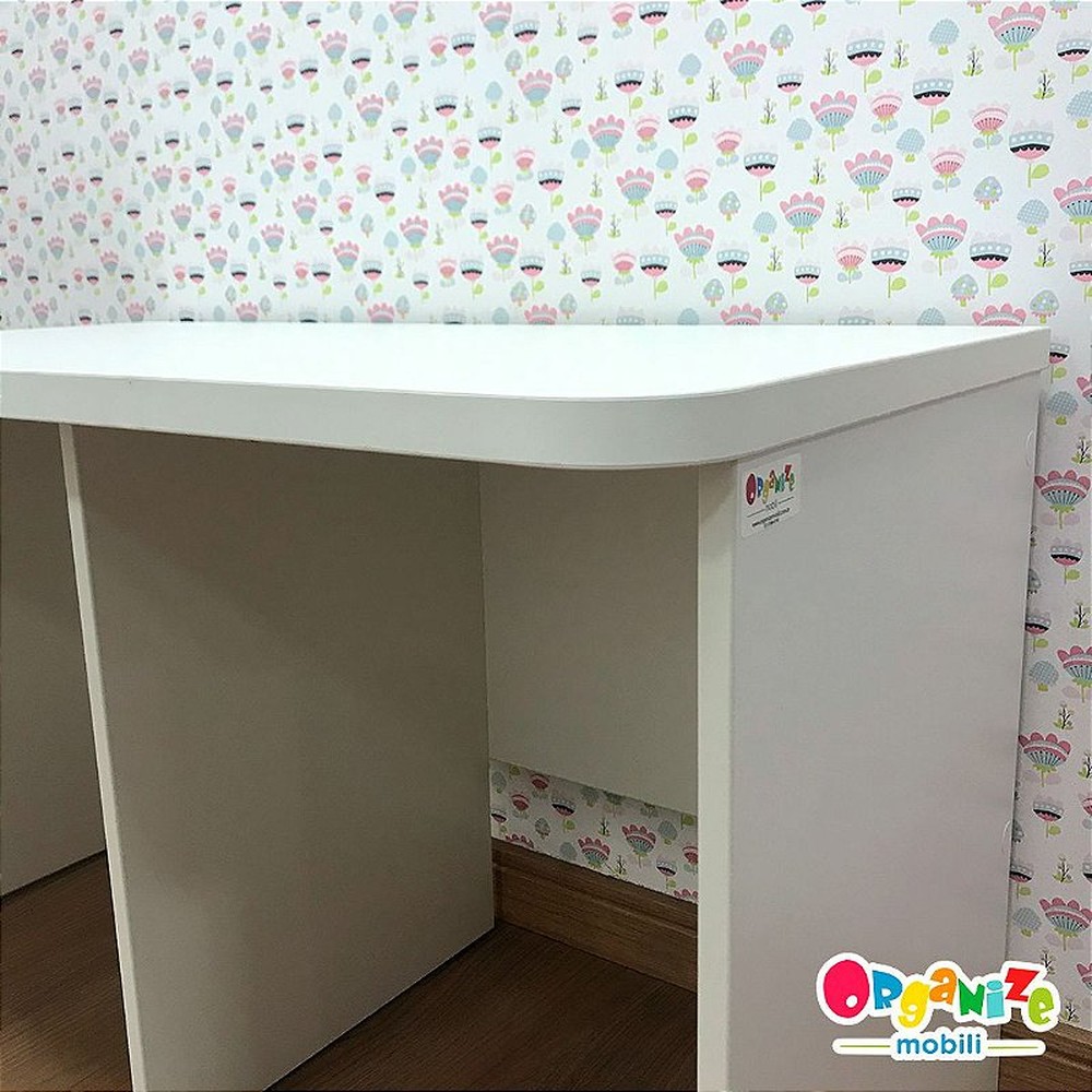 Rack infantil para dois baús + 2 Baú infantil organizador de brinquedos com rodízio - cor branca