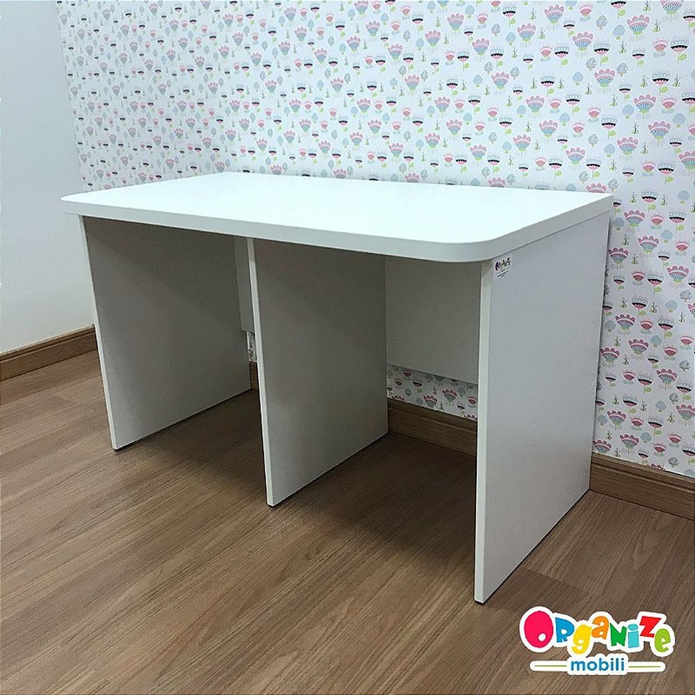 Rack infantil para dois baús + 2 Baú infantil organizador de brinquedos com rodízio - cor branca