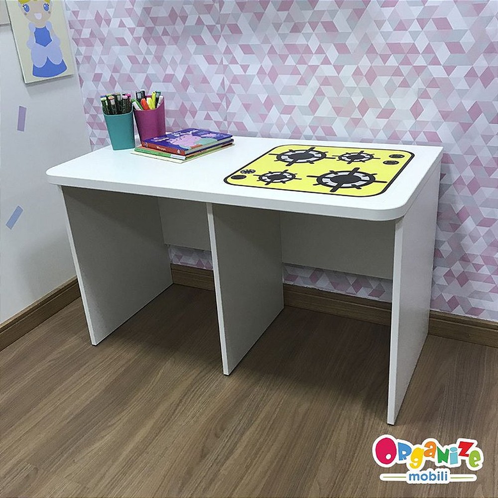 Rack para baú organizador infantil com tema de cooktop