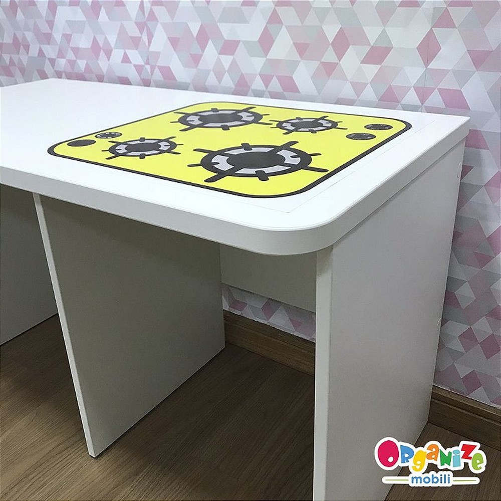 Rack para baú organizador infantil com tema de cooktop