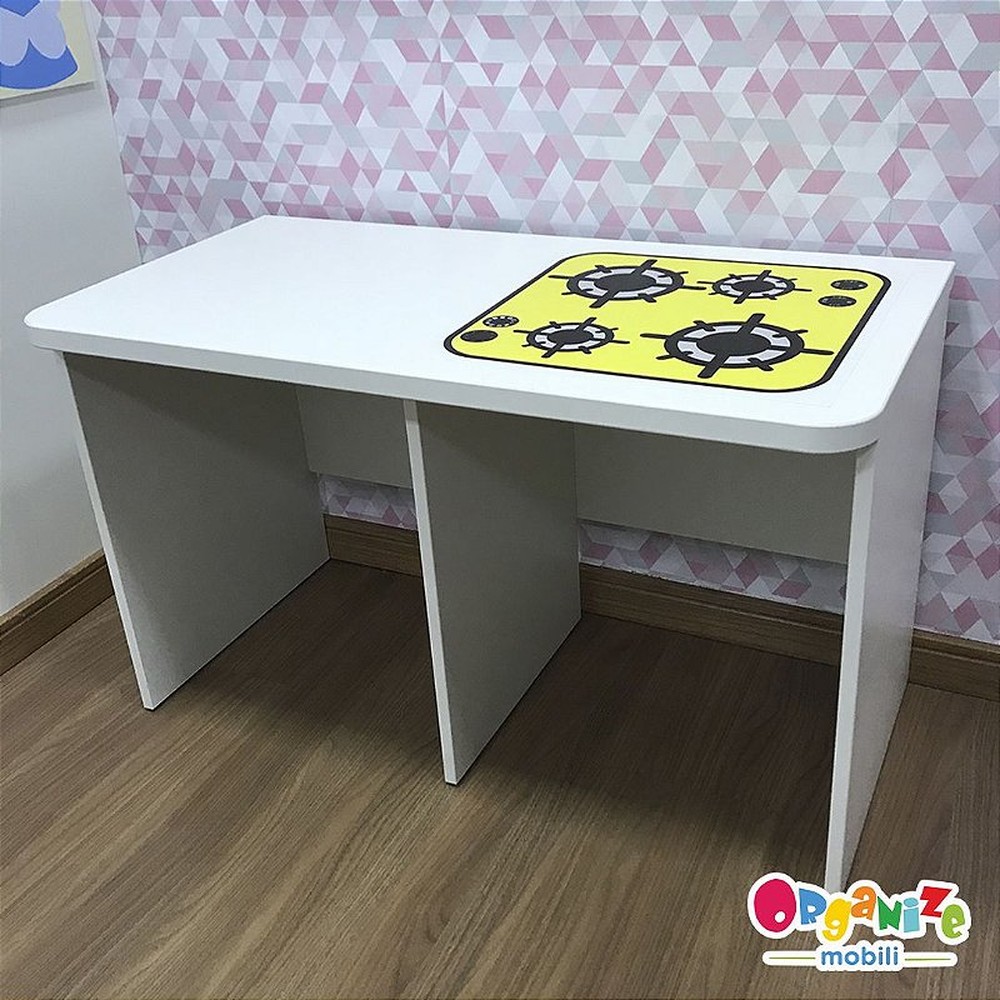 Rack para baú organizador infantil com tema de cooktop