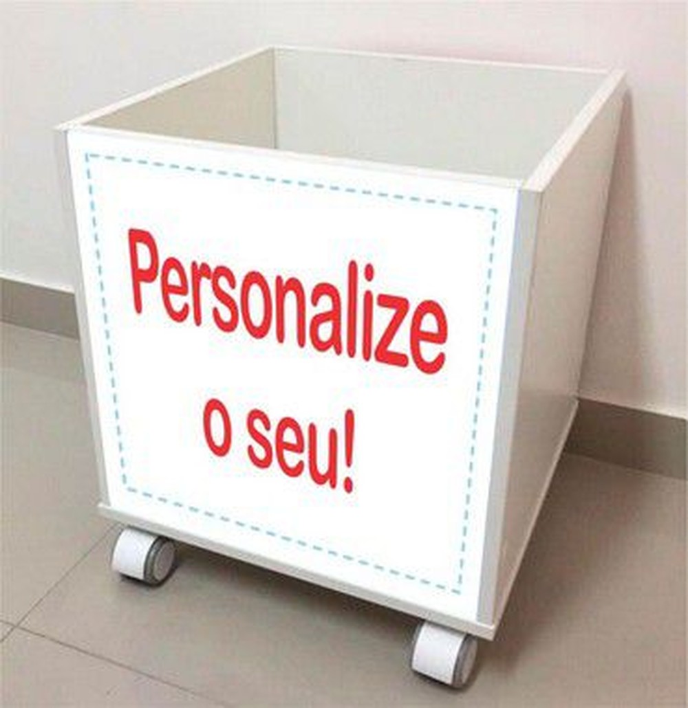 Baú infantil para brinquedos branco com rodizio tema personalizado - personalize