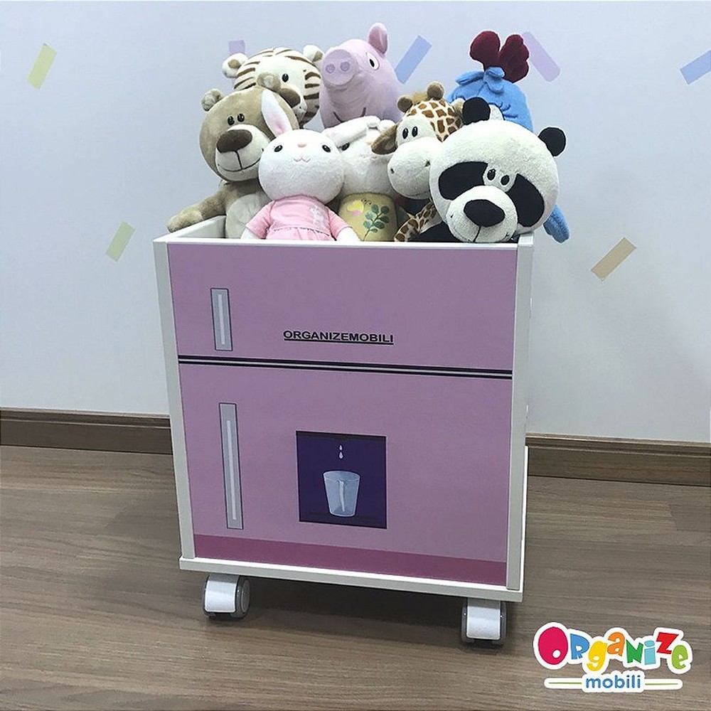 Baú infantil organizador de brinquedos com rodizio geladeira