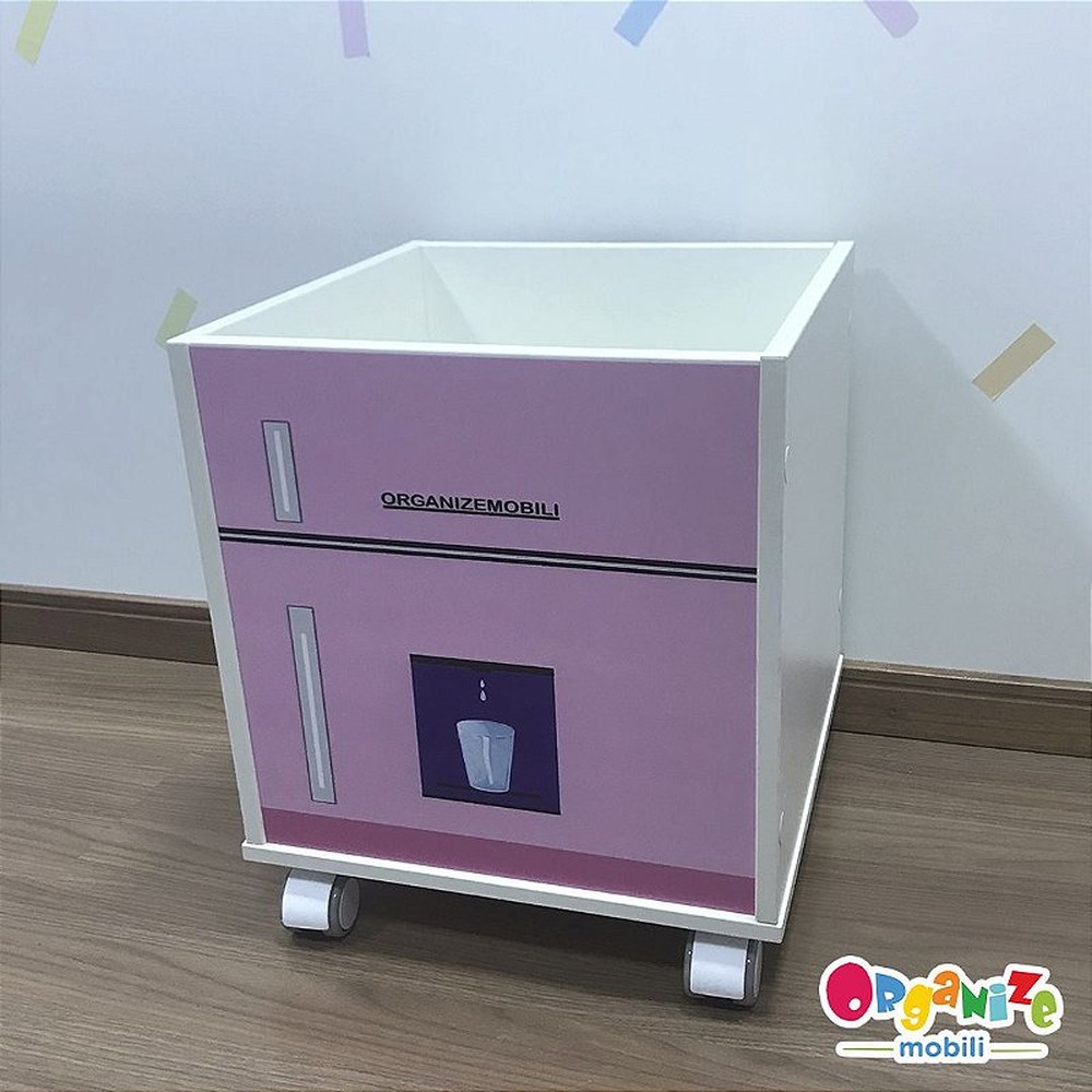 Baú infantil organizador de brinquedos com rodizio geladeira