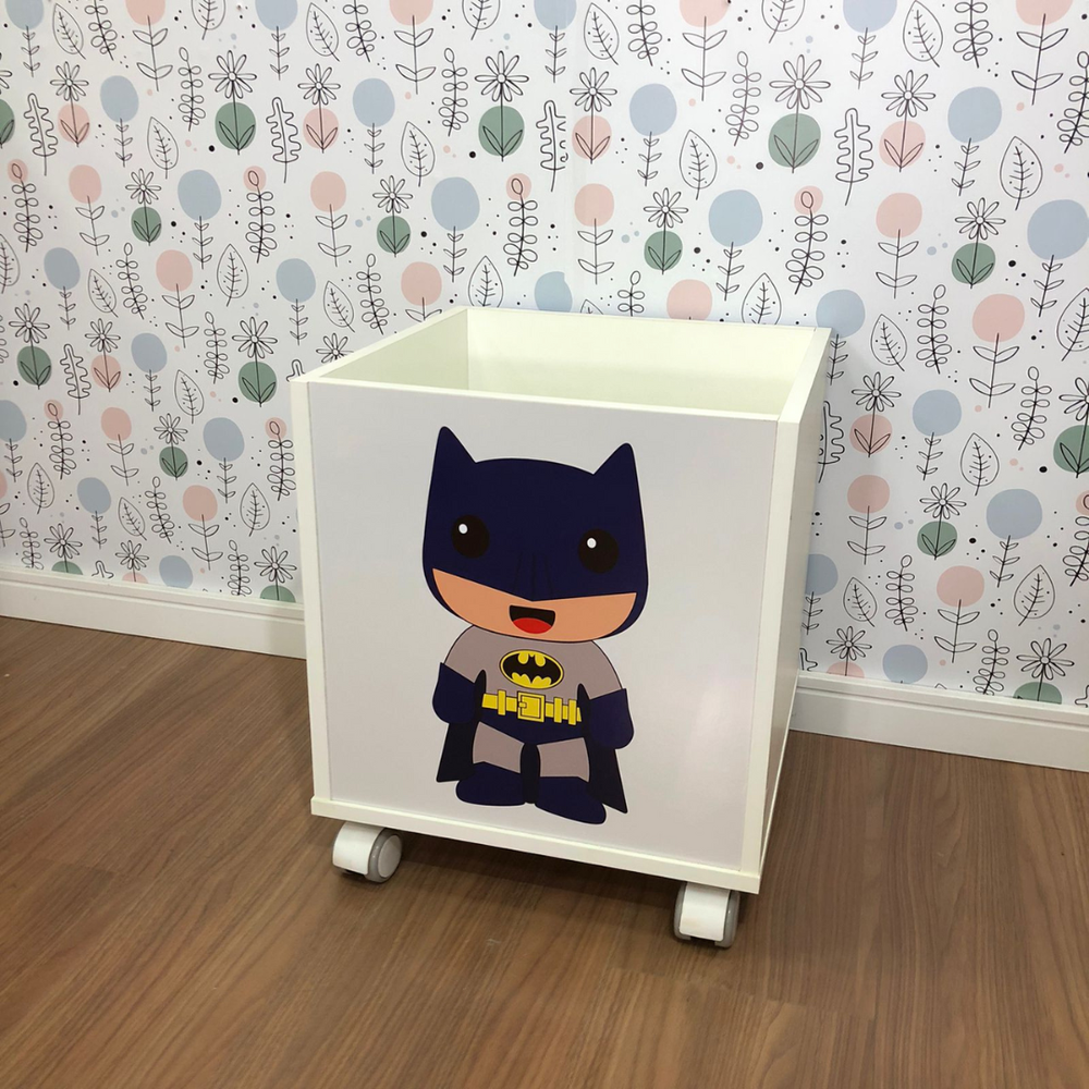 Baú infantil organizador de brinquedos com tema batman