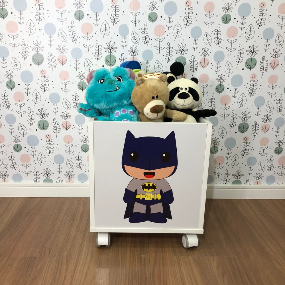 Baú infantil organizador de brinquedos com tema batman