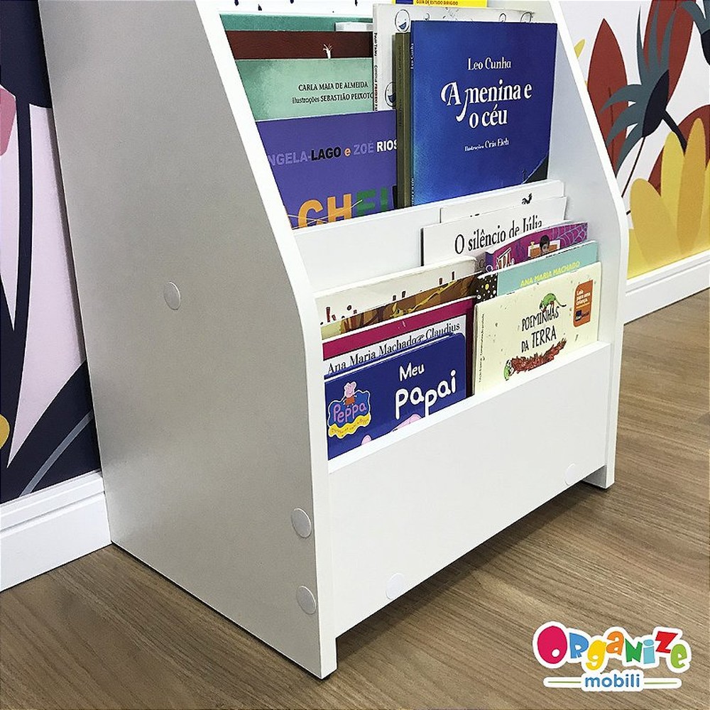 Organizador de livros infantil pequeno de chão