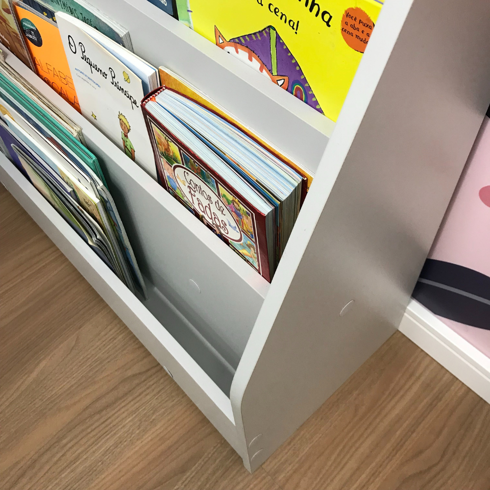 Organizador de livros infantil grande de chão cinza cristal 