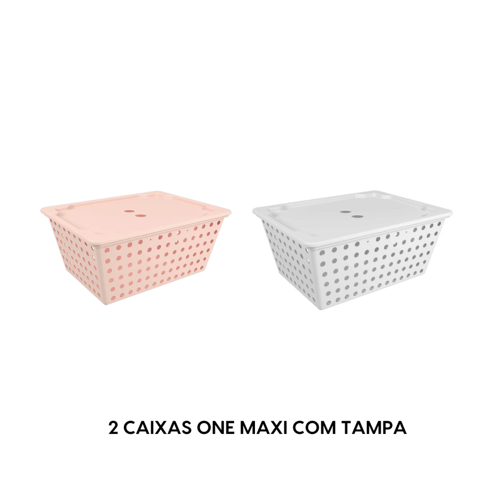 Kit 2 Caixas organizadoras one maxi com tampa -  coza escolha sua cor