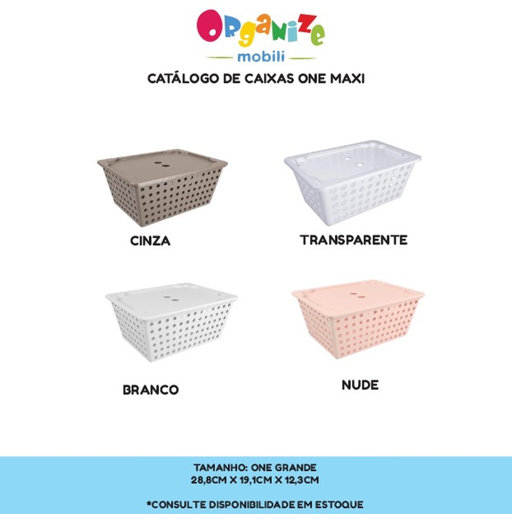 Kit 2 Caixas organizadoras one maxi com tampa -  coza escolha sua cor