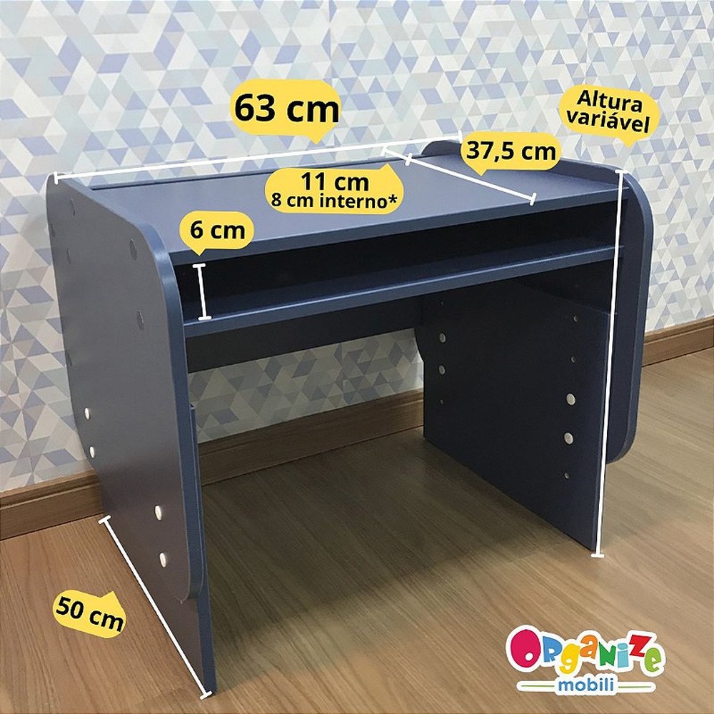 Mesa infantil pequena com regulagem de altura - cor azul