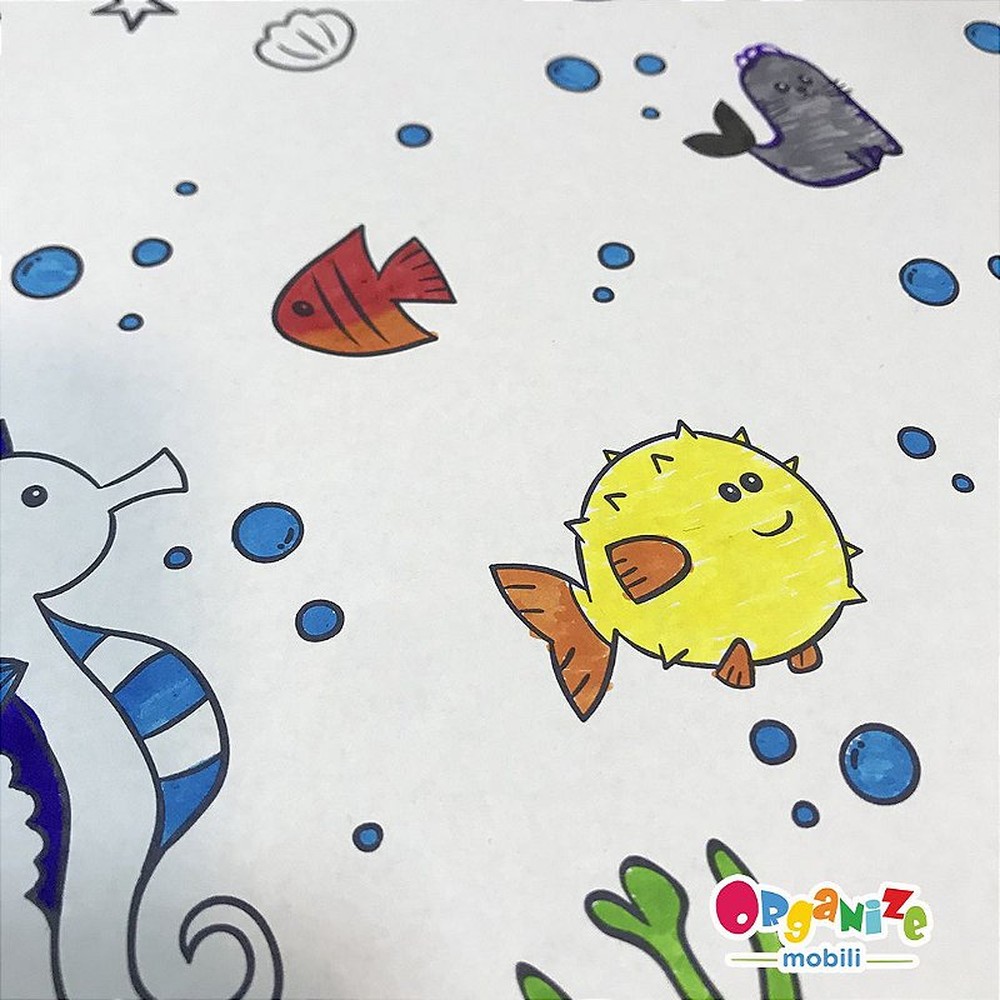 Bobina de papel para colorir - animais do fundo do mar