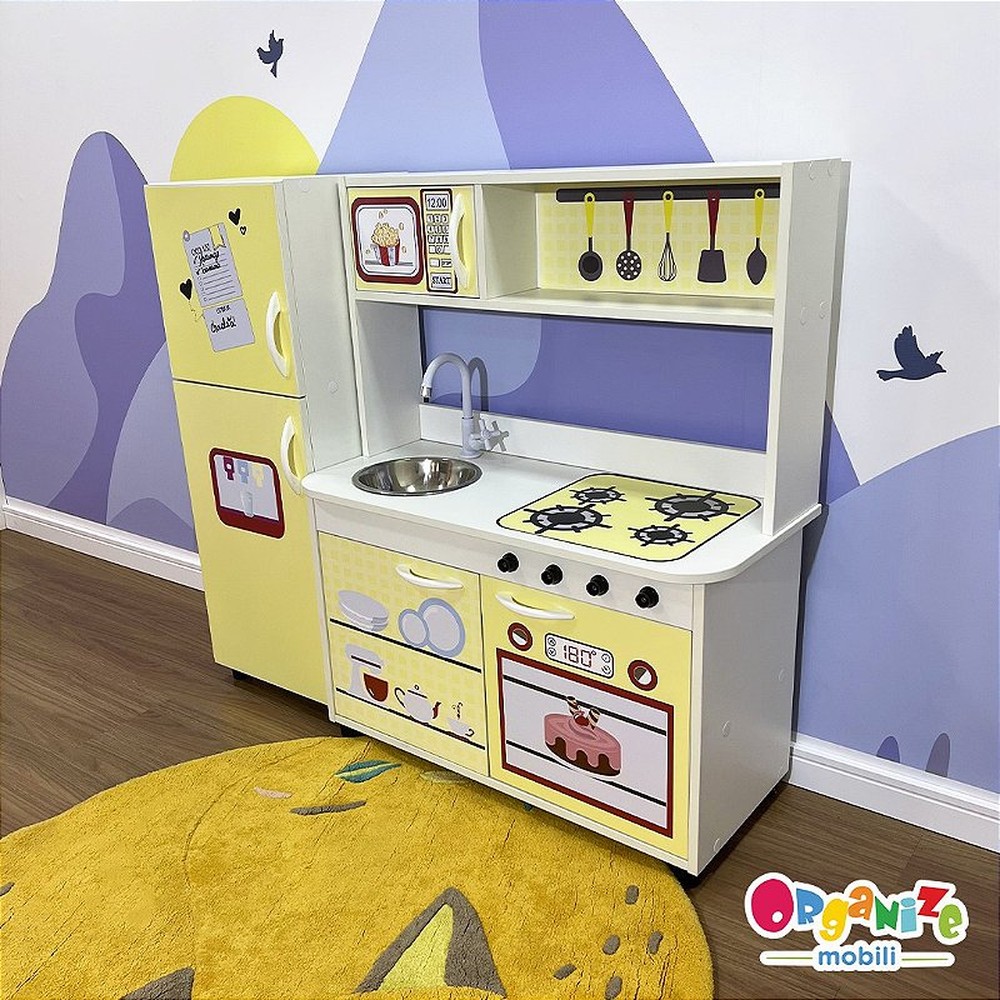 Mini cozinha infantil + geladeira infantil  amarela