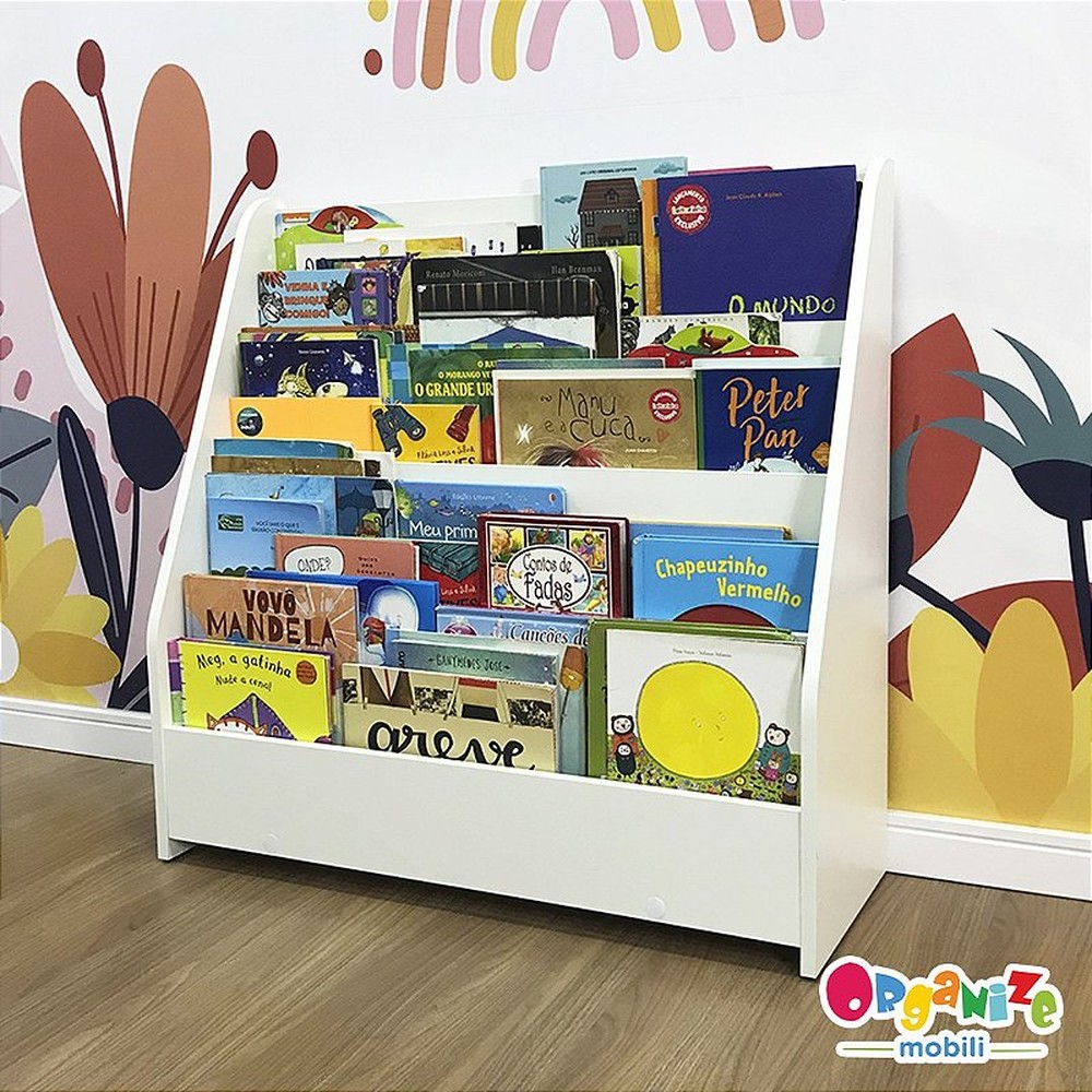 Organizador de livros infantil grande de chão branco