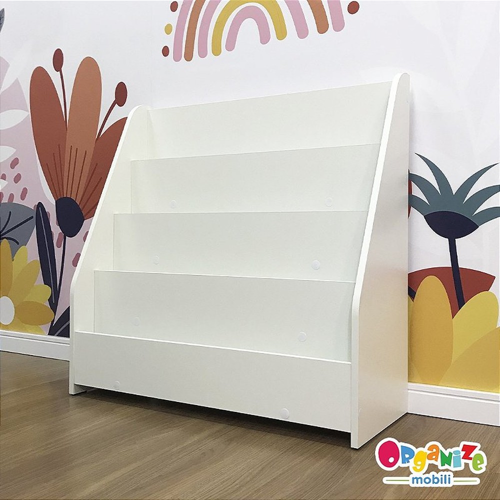 Organizador de livros infantil grande de chão branco