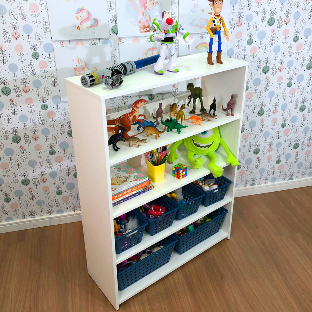 Organizador de brinquedos 5 prateleiras com caixa azul