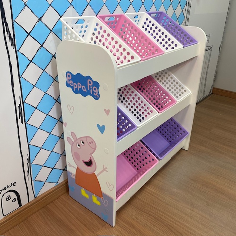 Organizador de Brinquedos mais 8 caixas pequenas e 2 grandes - tema peppa