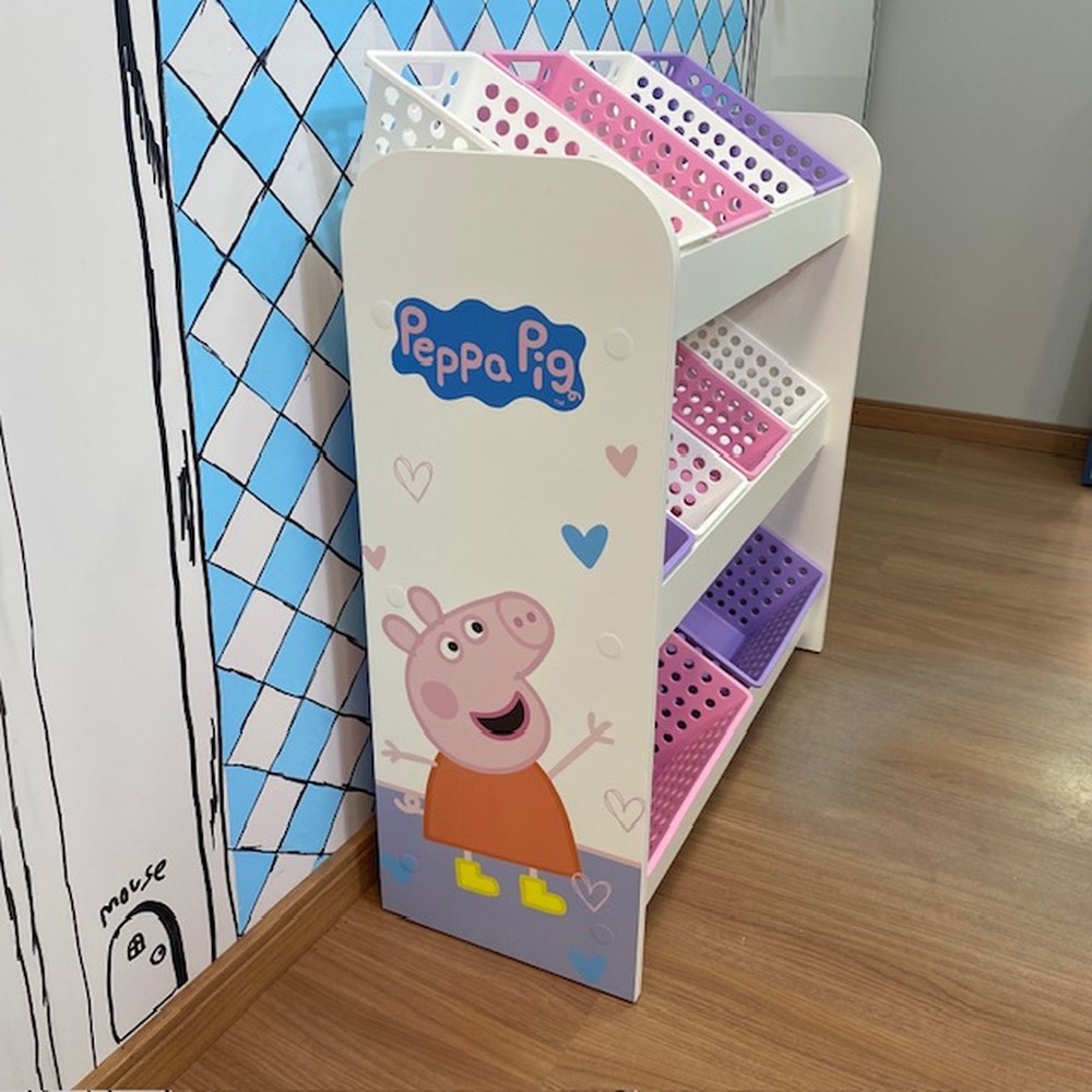 Organizador de Brinquedos mais 8 caixas pequenas e 2 grandes - tema peppa