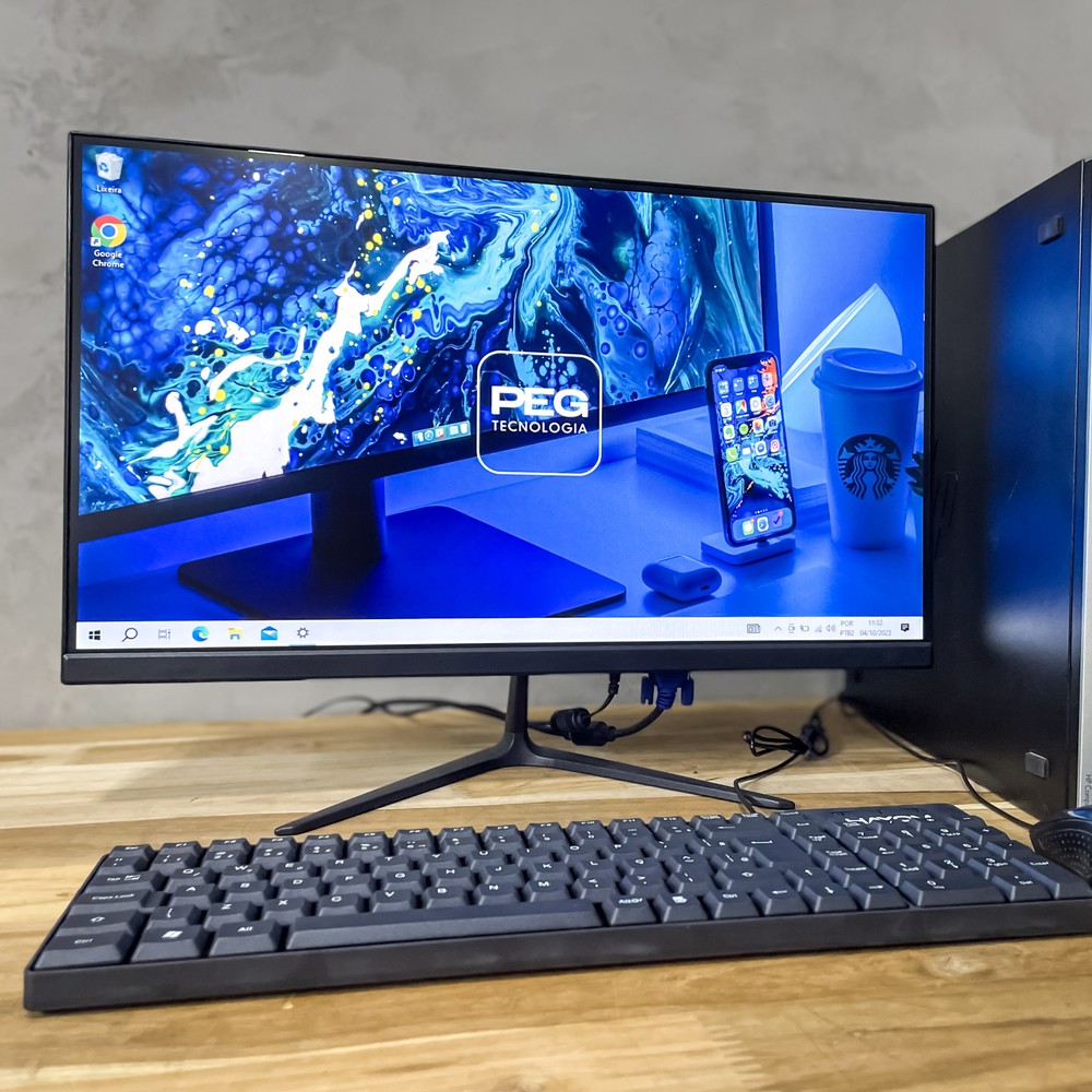 Computador Completo HP i5 8Gb Ssd 240Gb Monitor 21,5